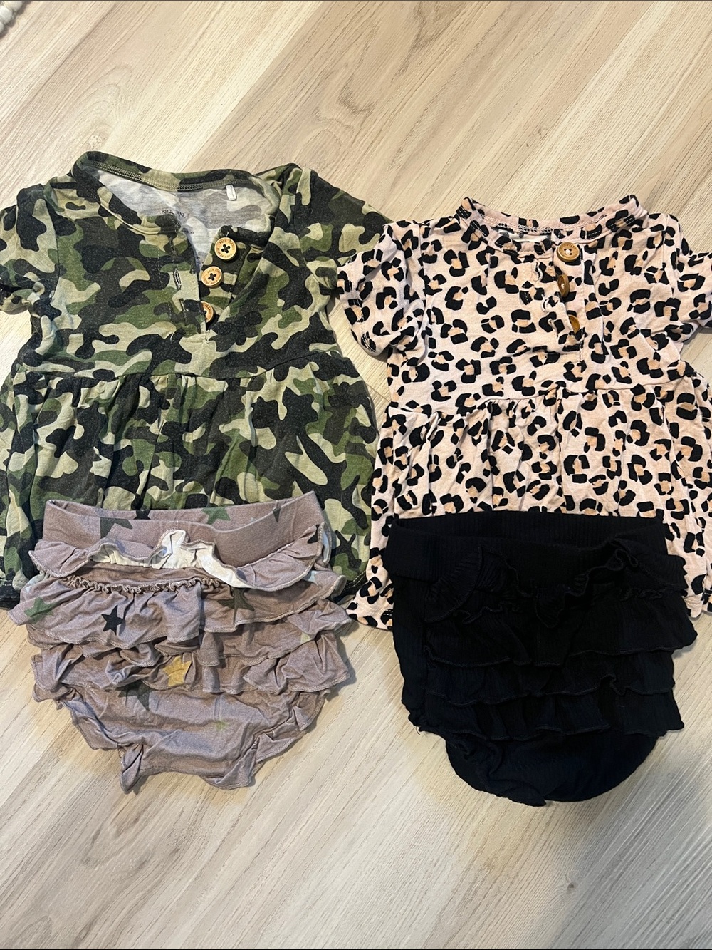 Posh Peanut Camo & Leopard Matching Sets - Green, Pink, Black, Tan